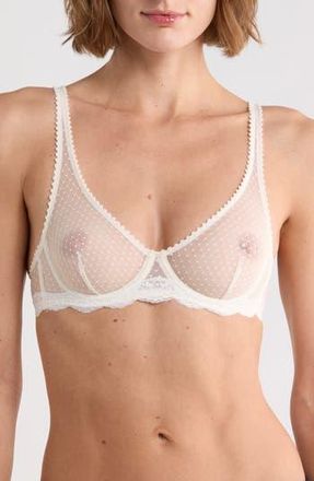 Free People Mid Week Dotted Mesh Underwire Bra in White at Nordstrom Rack, Size 32Dd