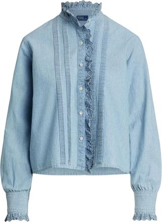 Polo Ralph Lauren Camicia denim con ruches - Blu