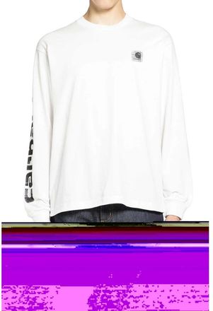 Carhartt Work in Progress Long Sleeve T-Shirts, male, White, S, Long Sleeve Archive Script T-Shirt