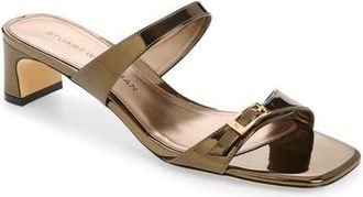 Stuart Weitzman Baby Babette Slide Sandal in Cigar Specchio at Nordstrom, Size 10.5