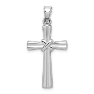 Diamond2Deal 14k White Gold Hollow Cross Pendant