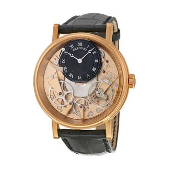 Breguet Tradition Black and Champagne Skeleton Dial 18kt Rose Gold Black Leather Mens Watch 7057BRR99W6