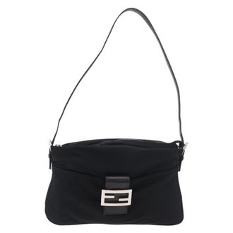 Fendi Baguette Canvas Black Nylon Handbag (Pre-Owned)