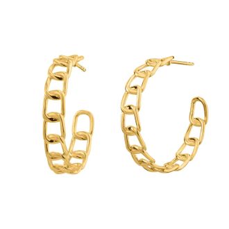 Gold & Honey Womens Chunky Oval Link Hoop Earrings In Gold