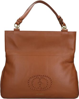 La Carrie Woven Logo Leren Tas - Dames - Handtassen - Bruin - ONE Size - Leer - Tassen