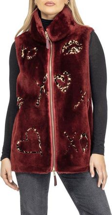 Gorski Reversible Genuine Shearling Zipper Vest in Wine/xo Lprd at Nordstrom, Size X-Small