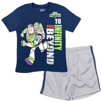 Disney Buzz Lightyear Toy Story T-Shirt & Mesh Shorts Set in Blue/gray at Nordstrom, Size 18M