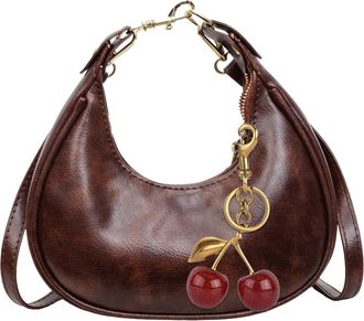 Generic Cymwer PU Crescent Bag Adjustable Shoulder Strap Half Moon Bag for Women Dating(Coffee) (Coffee)