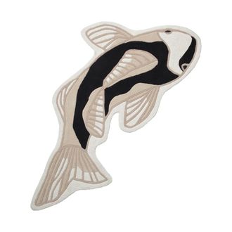Broste Copenhagen Koi Teppich, schwarz / beige