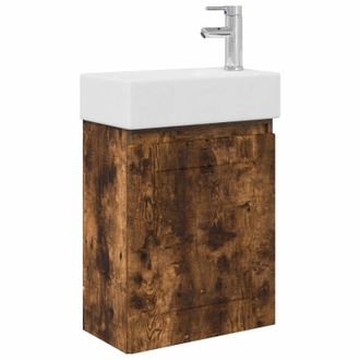 vidaXL M&oacute;dulo De Ba&ntilde;o Con Grifer&iacute;a Roble Ahumado 45,5 X 22,5 X 84 Cm Vidaxl