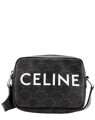 Celine Brown Triomphe Macadam Coated Canvas Camera Crossbody, Never Carried (Authentic Pre-Loved)