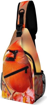 Generic Cardinal Cute Bird Unisex Shoulder Bags Casual Crossbody Chest Bag Sling Backpack for Hiking Cycling Travel