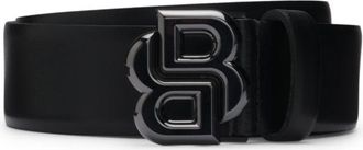 BOSS Italian-leather belt with Double B monogram buckle