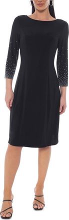 Tash And Sophie Beaded Three-Quarter Sleeve A-Line Dress in Black/silver at Nordstrom Rack, Size X-Large