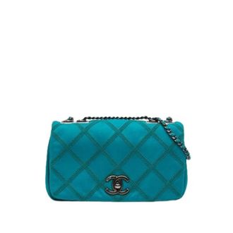 Chanel Pre-owned Quilted Flap Shoulder Bag - Dames - Pre-owned - Blauw - Maat: ONE Size Leer