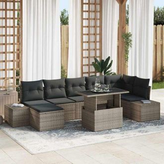 vidaXL Conjunto De Sof&aacute; De Jard&iacute;n Con Coj&iacute;n 8 Pcs Gris Vidaxl