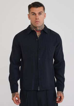 Siksilk Camisa de Manga Larga Negra para Hombre XXL
