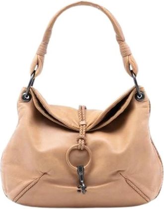 Bottega Veneta Pre-owned Shoulder Bags, female, Brown, Size: ONE SIZE Pre-owned Braided Flap Shoulder Bag