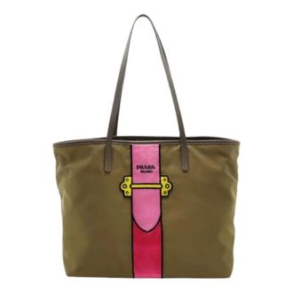 Prada Pre-owned Tote Bags, female, Green, Size: ONE SIZE Pre-owned Nylon 2way Tote Bag