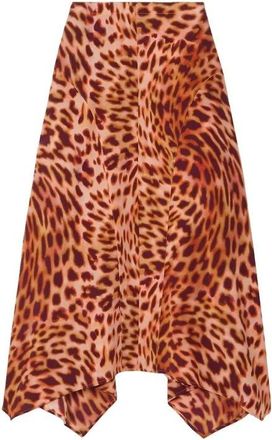 Stella McCartney Zijden Midi Rok - Dames - Midirokken - Oranje - M - Rokken
