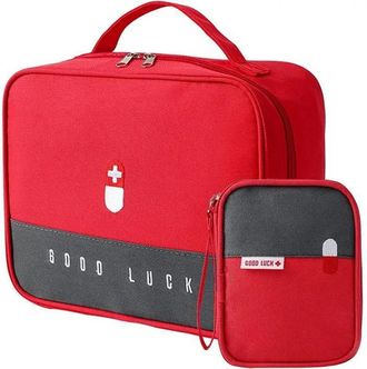 OEM Trousse De Secours - 2 Unidades - Compartimentos Separados - Cierre De Cremallera - Tela Resistente Lavable - Para Coche Casa Senderismo