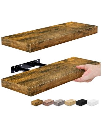 Sorbus Set Of 2 Rustic Floating Shelves