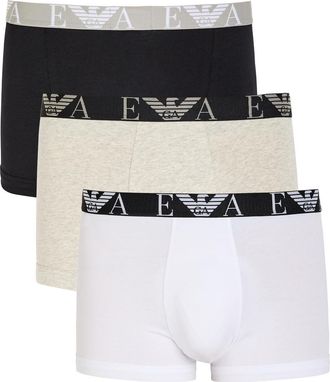 Emporio Armani Logo Stretch-cotton Trunks - set of Three - Multicoloured - Xxl
