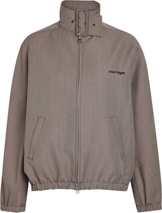 Courr&egrave;ges Houndstooth Wool-blend Bomber Jacket - Black - L (UK12 / M)