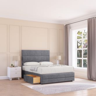 Sloomy Monaco Coniston Bed Set, No Drawers Mattress & 54 Headboard in Dark Grey | Size: Single