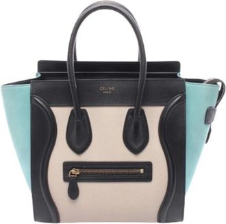 Celine Pre-owned Handbags, female, Multicolor, Size: ONE SIZE Pre-owned Luggage Micro Shopper Leather Tote Bag