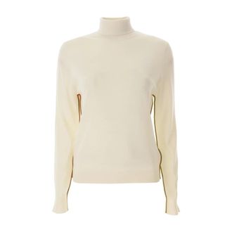 Paul Smith Wool-Silk Signature Stripe Sweater - Dames - Coltruien - Wit - L - Wol - Truien & Vesten