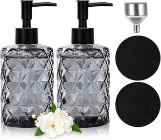 OEM Dispensador De Jab&oacute;n Negro, Tipo Bomba, Botella Transparente Con Forma De Diamante, Paquete De 2, 7,517,6, 30 Ml