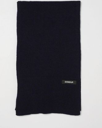 Dondup Ribbed Wool and Cashmere Blend Scarf with Applied Logo