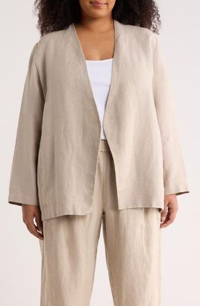Eileen Fisher Open Front Organic Linen Jacket in Undyed Natural at Nordstrom, Size 1 X