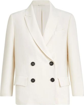 Brunello Cucinelli Blazer met dubbele rij knopen en monili detail - Beige