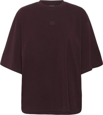 Gestuz Oversized Tee met Geborduurd Logo - Dames - T-shirts - Bruin - M - Katoen - Tops