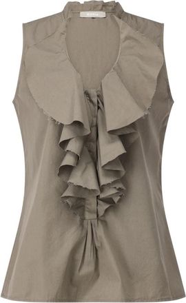 Kiltie Gerimpelde korte mouw blouse Yvette - Dames - Tops zonder mouwen - Groen - XS - Katoen - Tops