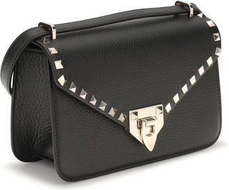 Valentino Garavani Womens Rockstud Mini Shoulder Bag Nero Calf Leather Bos Taurus