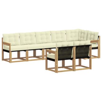 vidaXL Conjunto De Sof&aacute;s De Exterior Con Coj&iacute;n 8 Pcs Blanco Y Crema Vidaxl