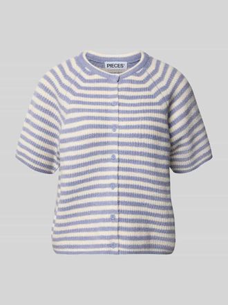 Pieces Regular Fit Strickjacke mit Woll-Anteil Modell MALOU in Rauchblau, Gr&ouml;&szlig;e XL