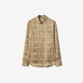 Burberry Regular Fit Belt Check Viscose Shirt, Size: 02