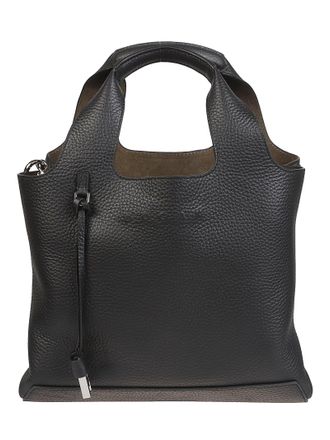 Hogan Small H01r Structured Black Leather Tote Bag