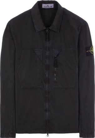 Stone Island Brushed Cotton Canvas Zip Shirt Jacket Charcoal 7815106WN-V0165