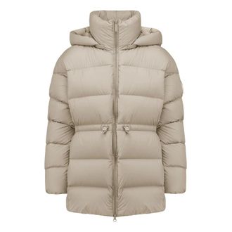Bomboogie Donsjack met trekkoord in de taille - Dames - Jassen - Beige - Maat: XL Zijde
