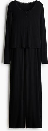 H&M Pyjama aus Pointellejersey - Schwarz
