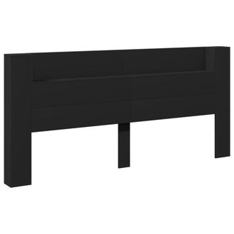 Berkfield Home Headboard Cabinet with LED Black 220x16.5x103.5 cm