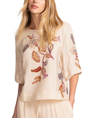 Johnny Was Mixed Media Dolman Blouse