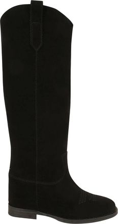 Via Roma 15 4177 Velour Texan Boot - Dames - Cowboylaarzen - Zwart - 35 EU - Su&egrave;de - Schoenen