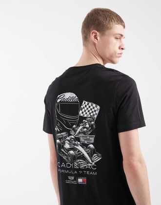 Tommy Hilfiger x Cadillac F1 - T-shirt nera con grafica di auto-Nero