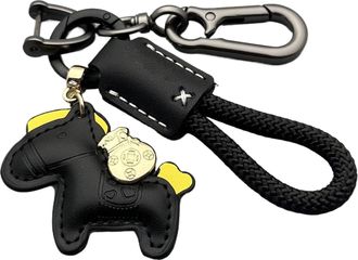 Generic Leather Horse Bag Charm - Cute Horse Backpack Charm | PU Leather Metal Keychain with Weaving Rope for Adults Birthday Christmas School Commuting Backp